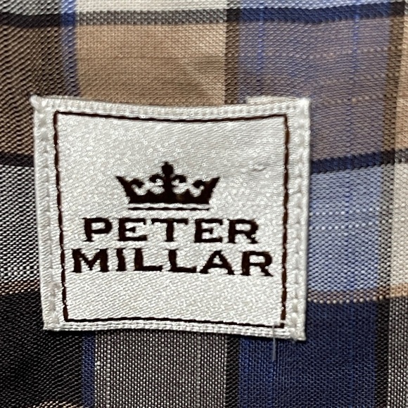 Peter Millar Men’s Brown Blue Checker Cotton Long Sleeve Button Down Shirt XL - Picture 4 of 6